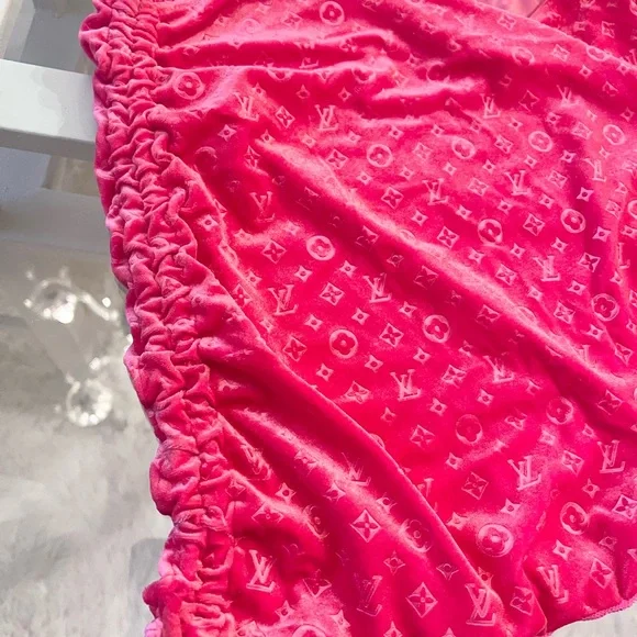 💗 LOUIS VUITTON Monogram LV Velvet Hot Pink Bikini & Skirt Swim Swimsuit NEW M - Picture 9 of 12